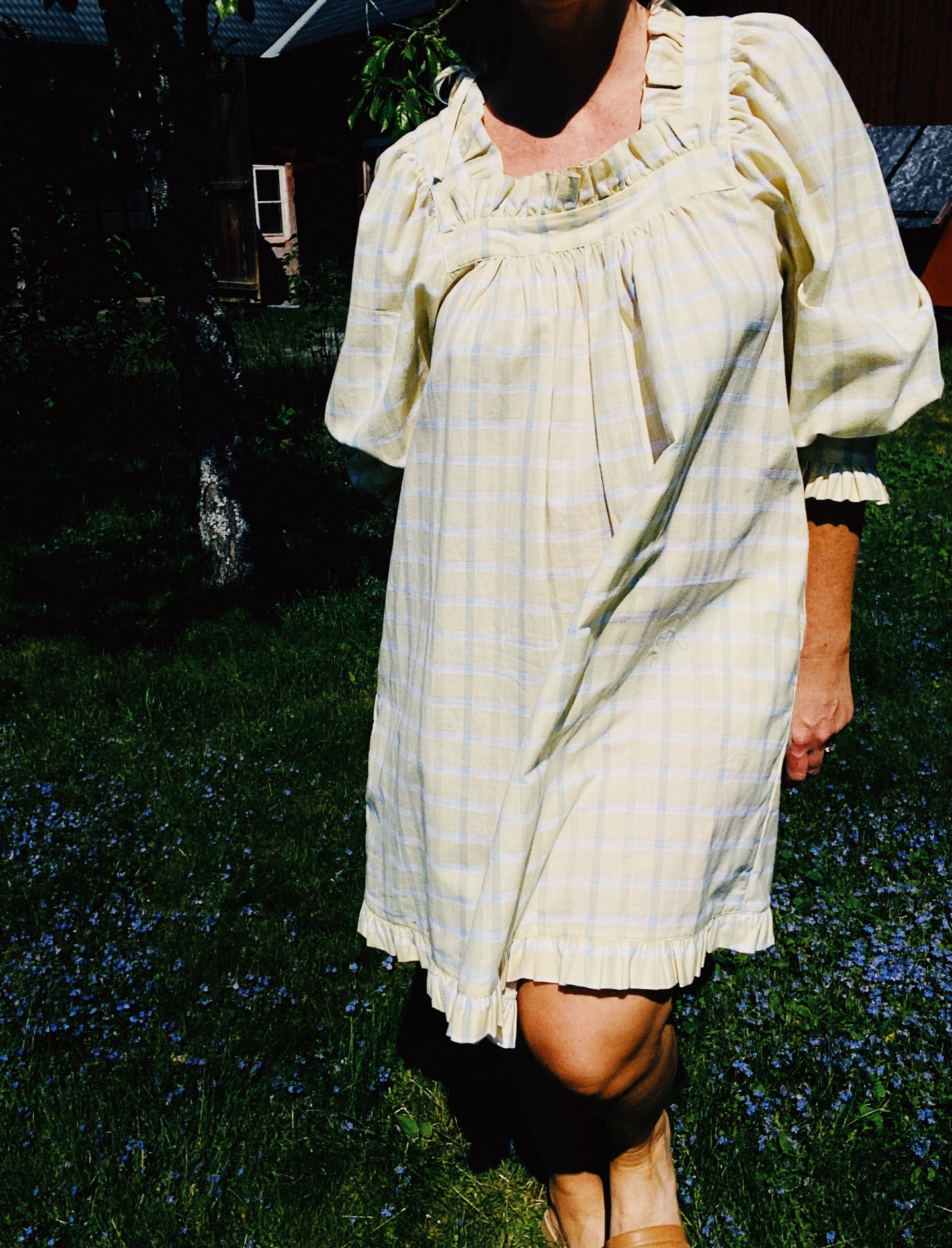 Sleeper mini dress in soft lemon cotton voile