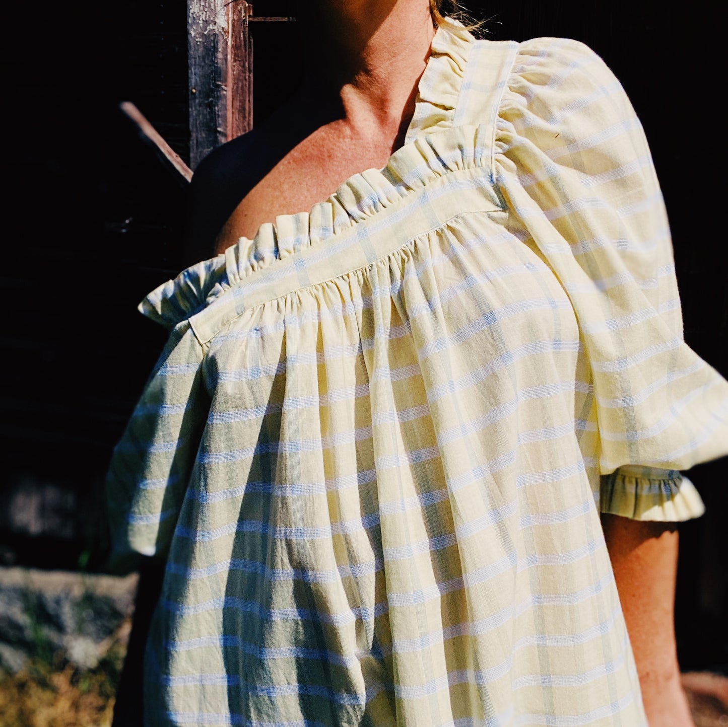 Sleeper mini dress in soft lemon cotton voile