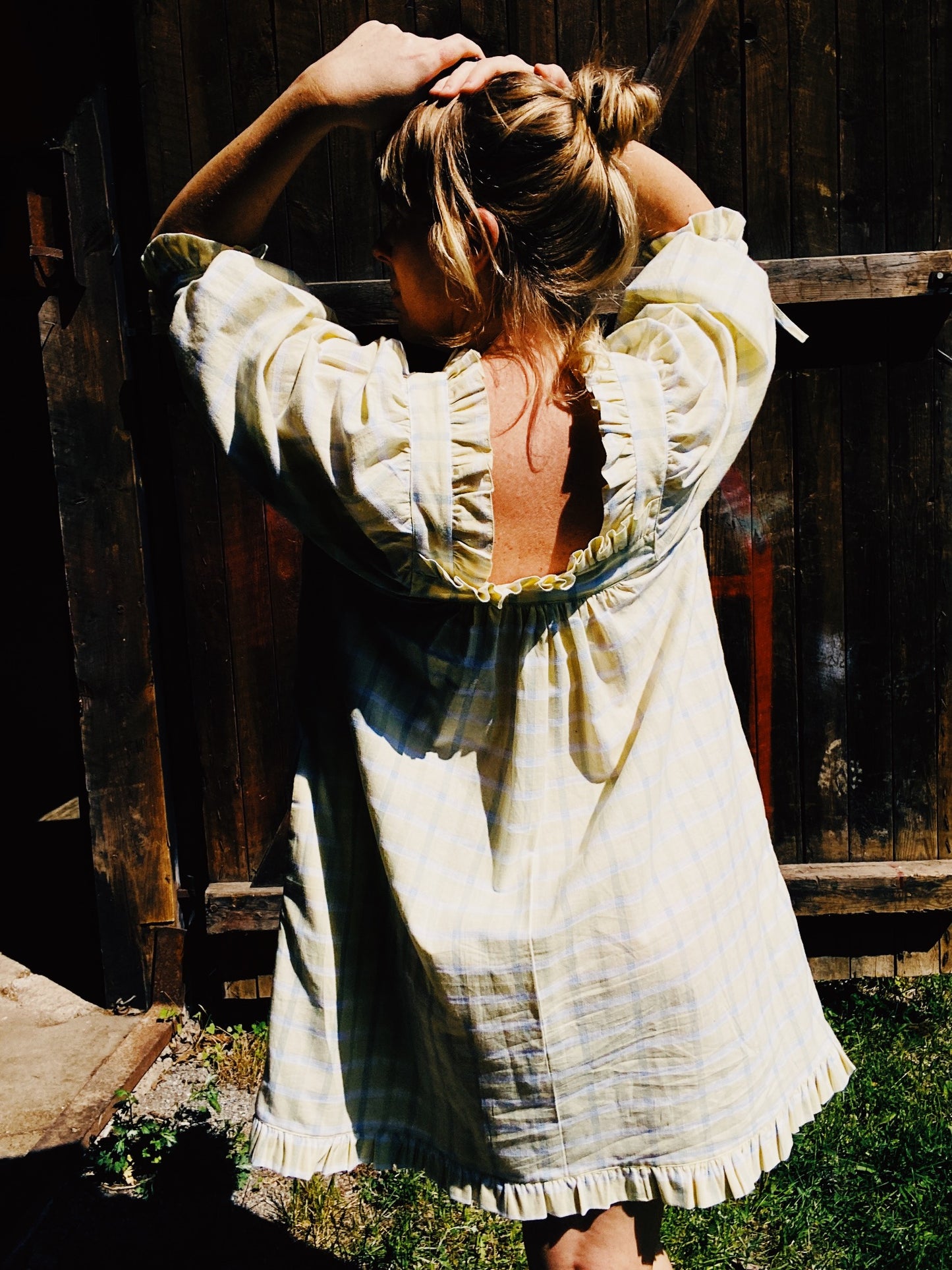 Sleeper mini dress in soft lemon cotton voile
