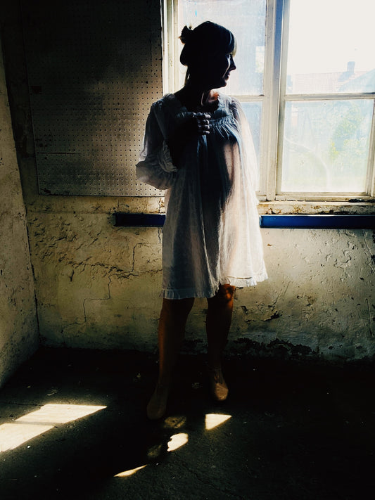 Sleeper mini dress in broderie anglaise