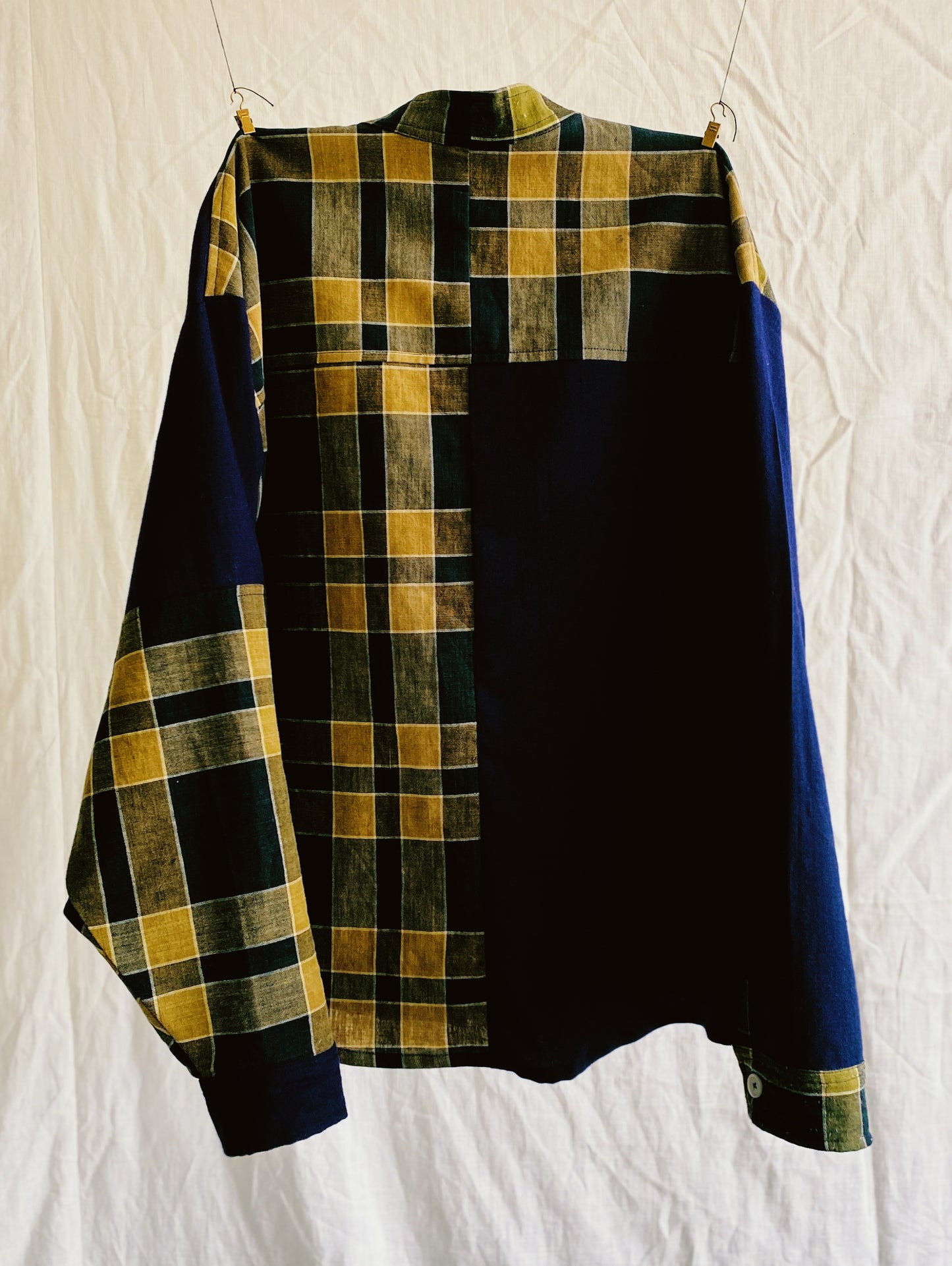 Nori overshirt in wool / handloomed Japanese cotton