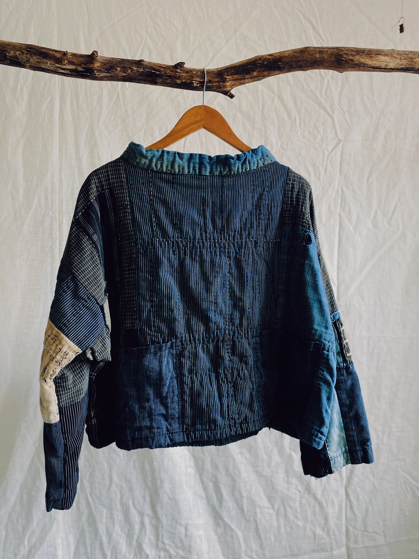 Noa fisherman smock in antique Japanese boro cloth