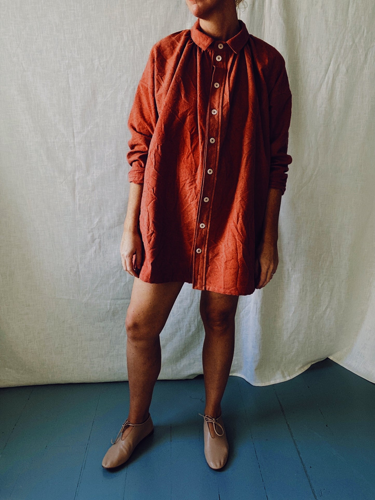 Hana mini dress in plantdyed raw silk