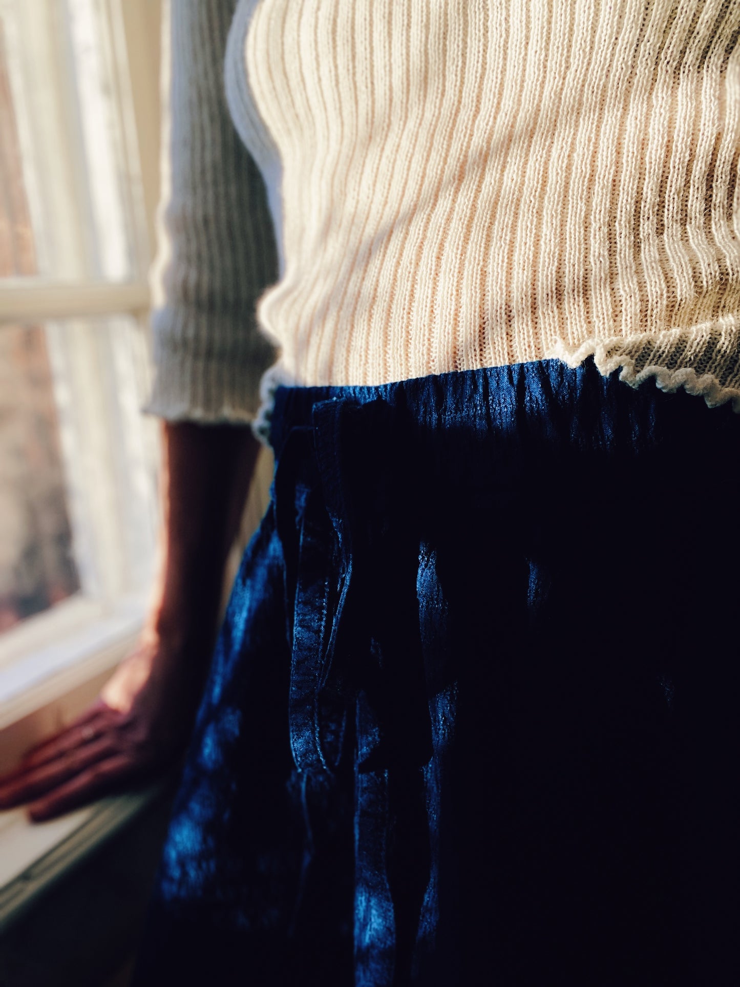 Johanna skirt in indigo dobby poplin