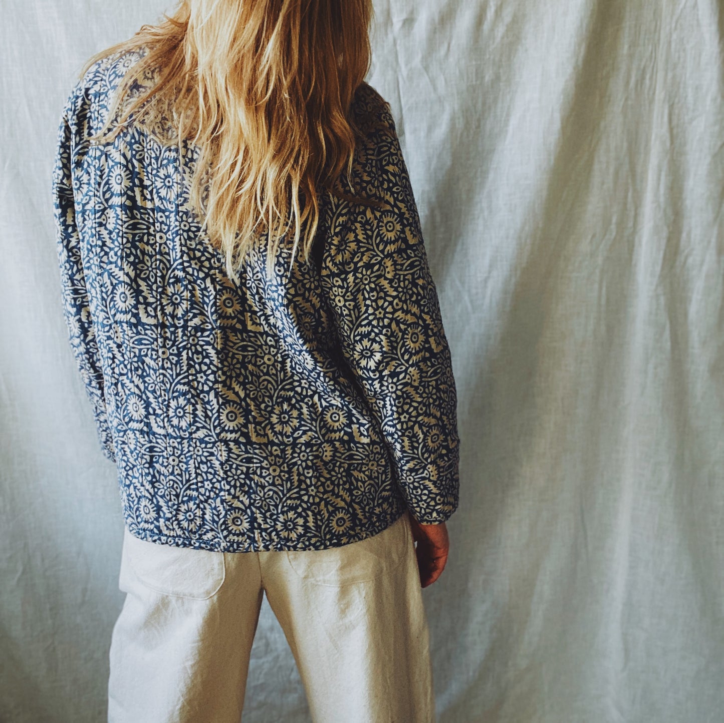 Stine quilted jacket in blockprinted floral