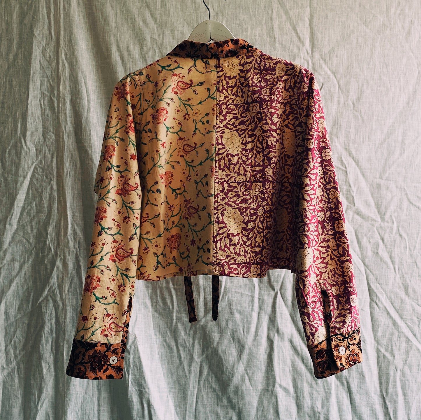 Thalia two tone blouse in vintage blockprinted cotton