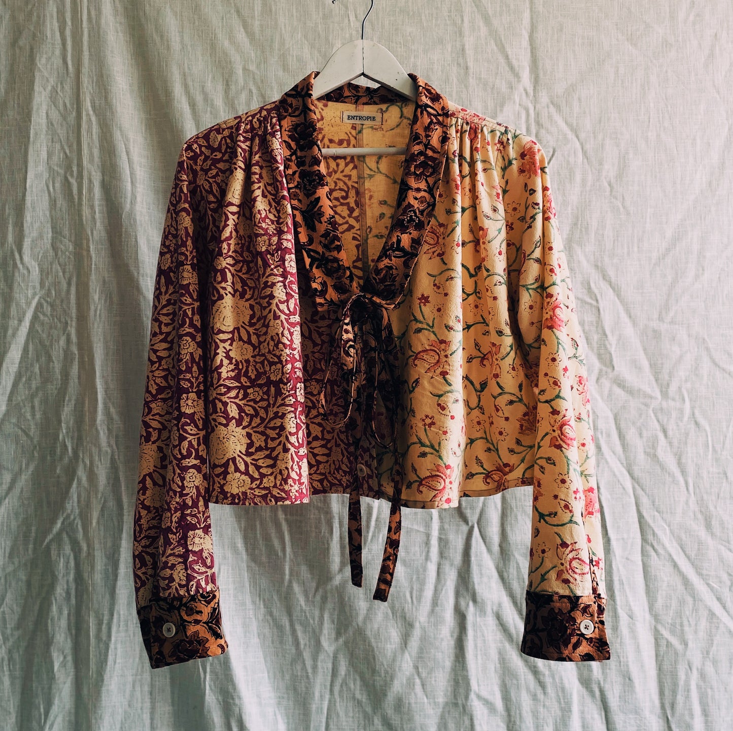 Thalia two tone blouse in vintage blockprinted cotton