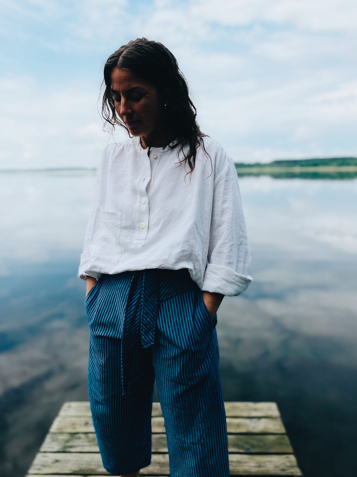 Long Doris blouse in antique French linen