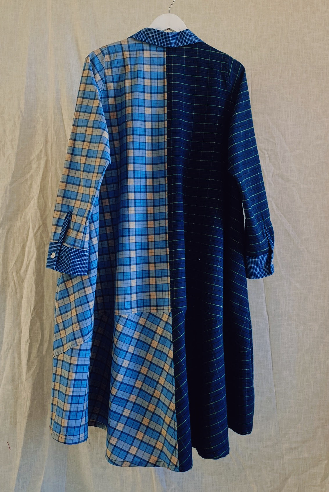 Thalia two tone dress in blue checks