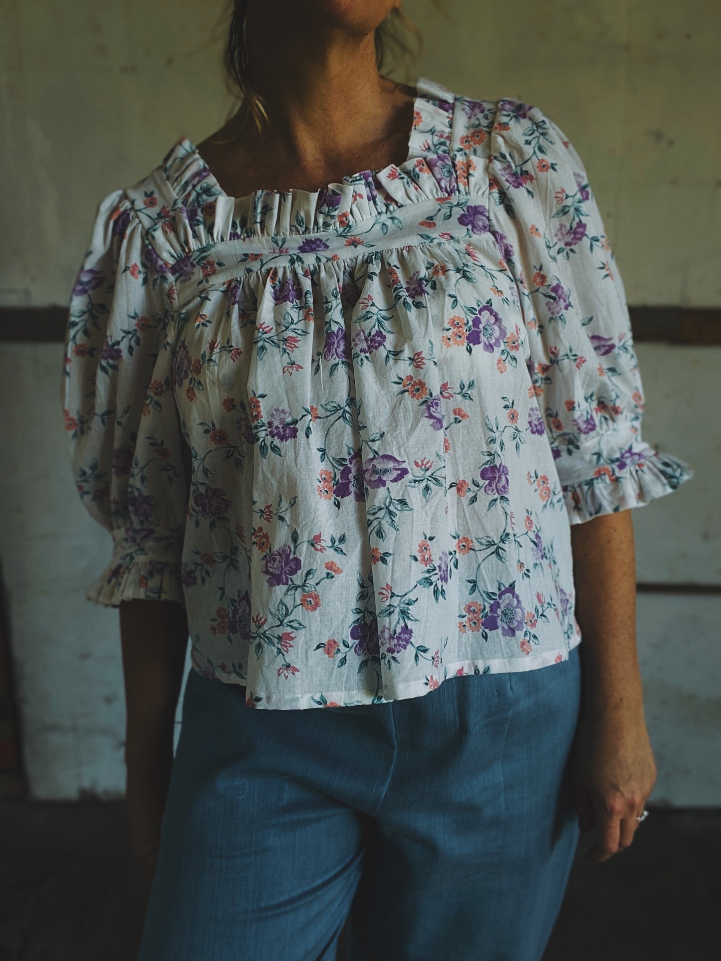Sleeper blouse in floral linen