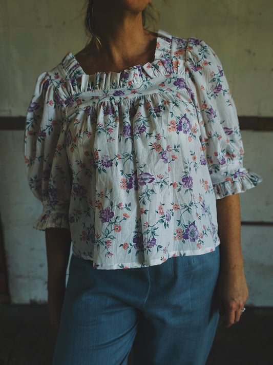 Sleeper blouse in floral linen