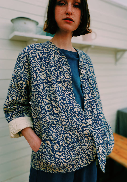 Stine quilted jacket in blockprinted floral