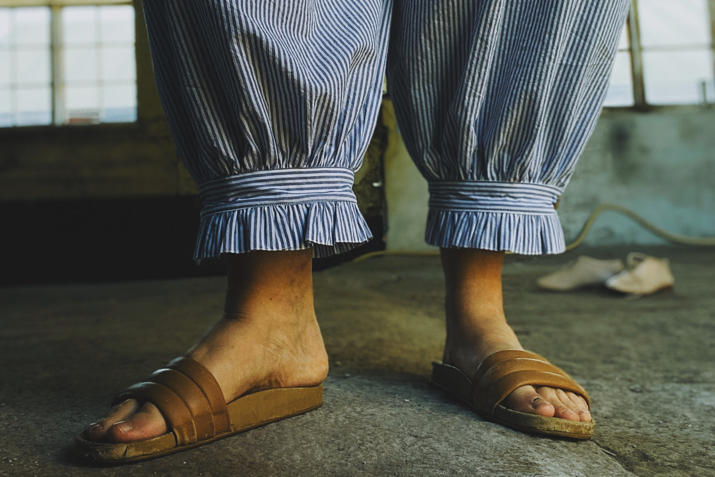Bloomer pants in blue stripe