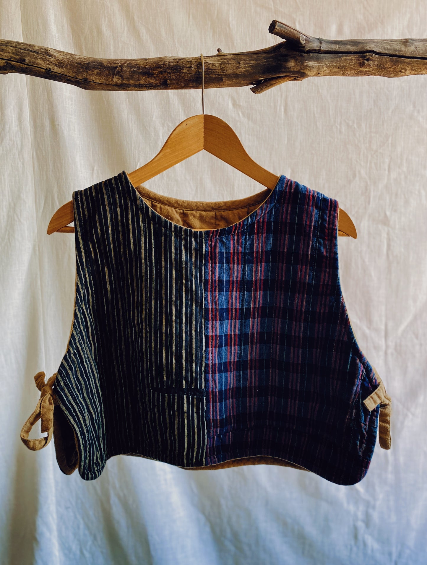 Kyi smock top out of Japanese boro cloth