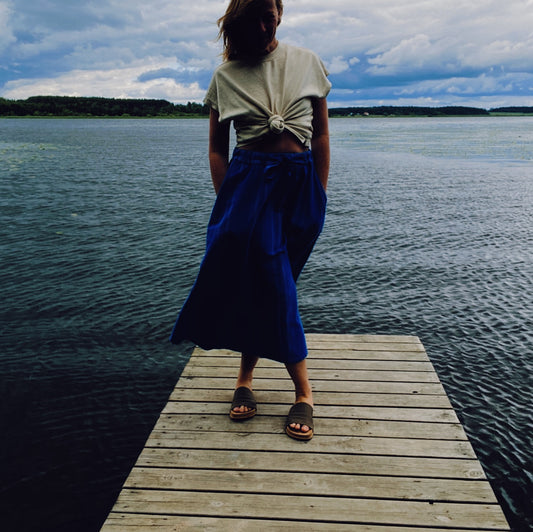 Johanna skirt in indigo stripe