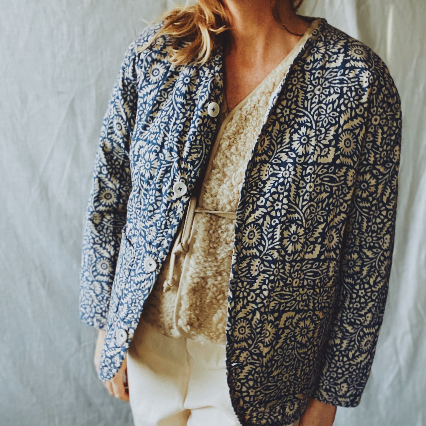 Stine quilted jacket in blockprinted floral