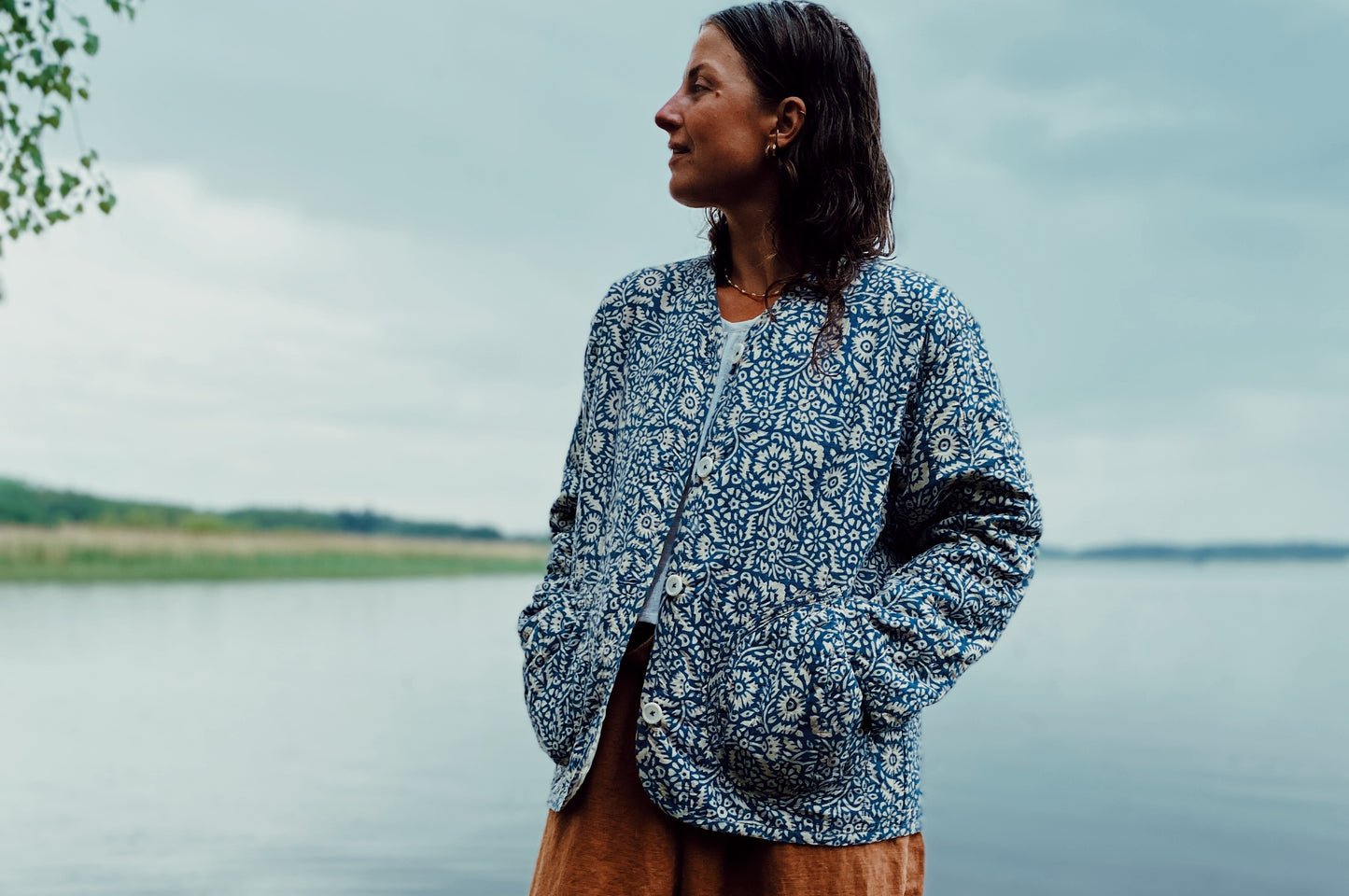 Stine quilted jacket in blockprinted floral