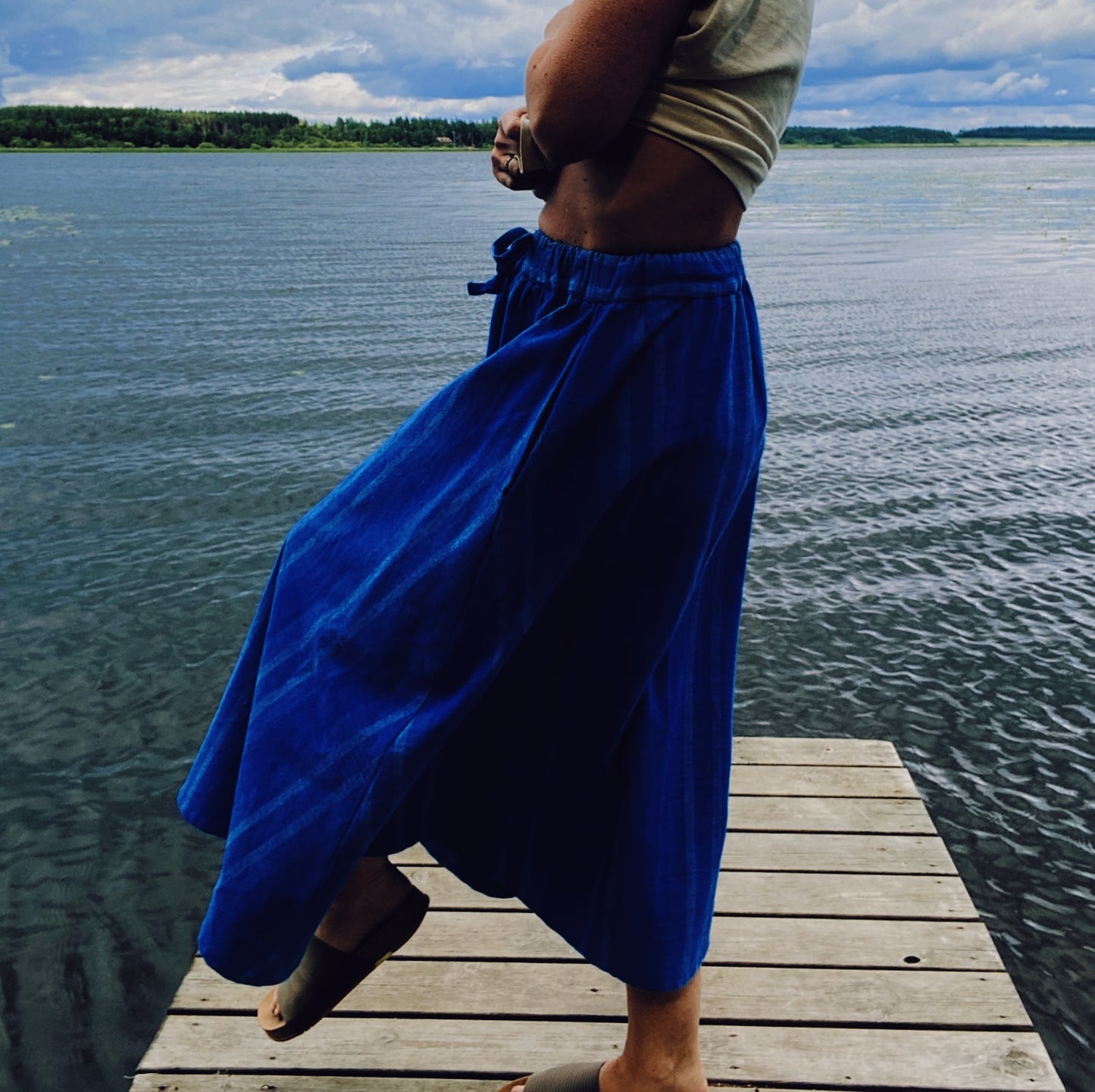 Johanna skirt in indigo stripe