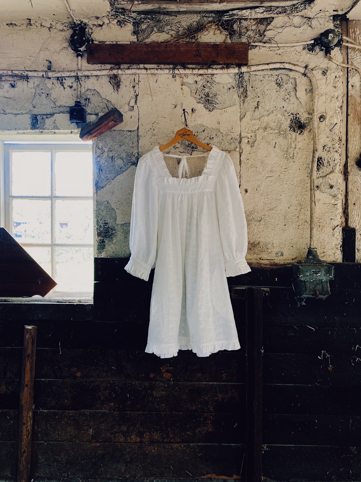 Sleeper mini dress in broderie anglaise
