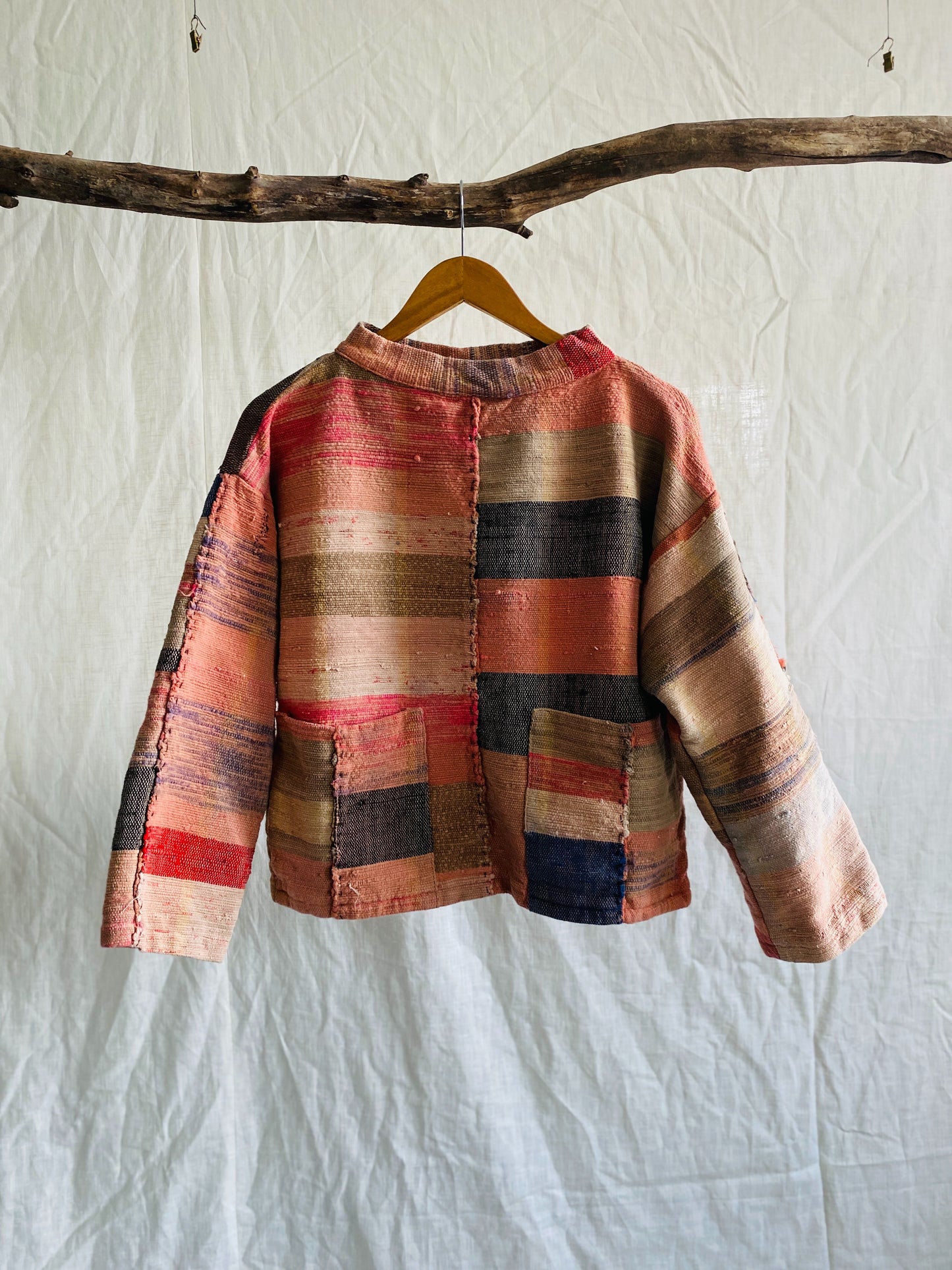 Noa fisherman smock out of antique Japanese sakiori panels