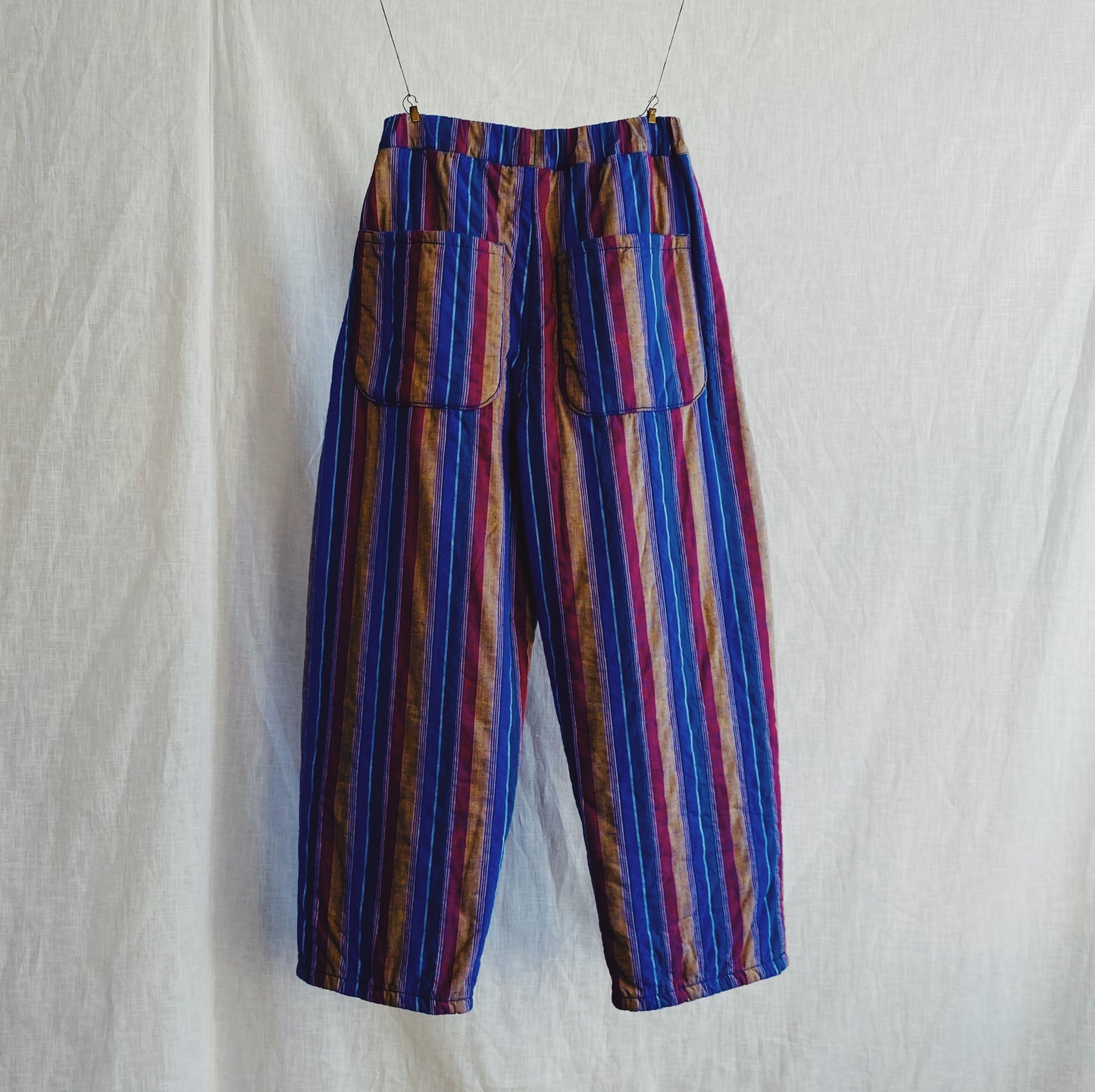 Quilted Agnes pants in electric striped handloomed cotton