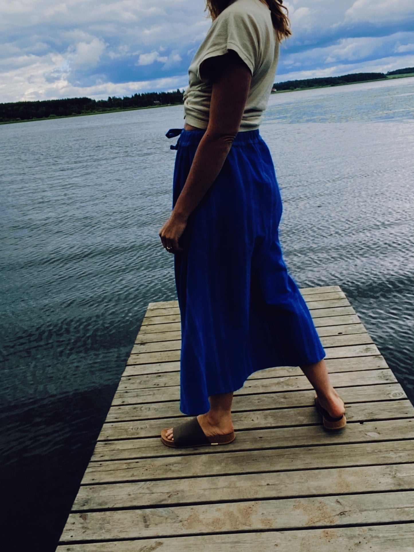 Johanna skirt in indigo stripe