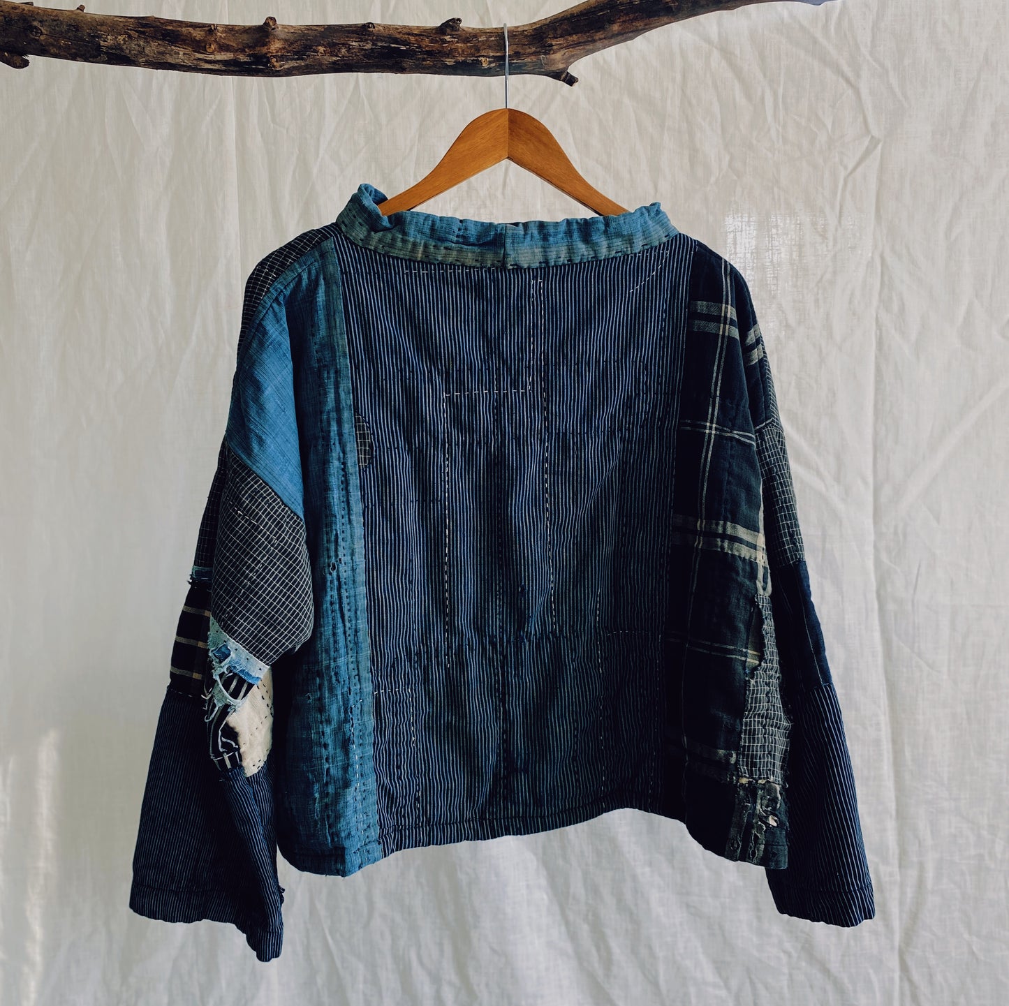 Noa fisherman smock in antique Japanese boro cloth