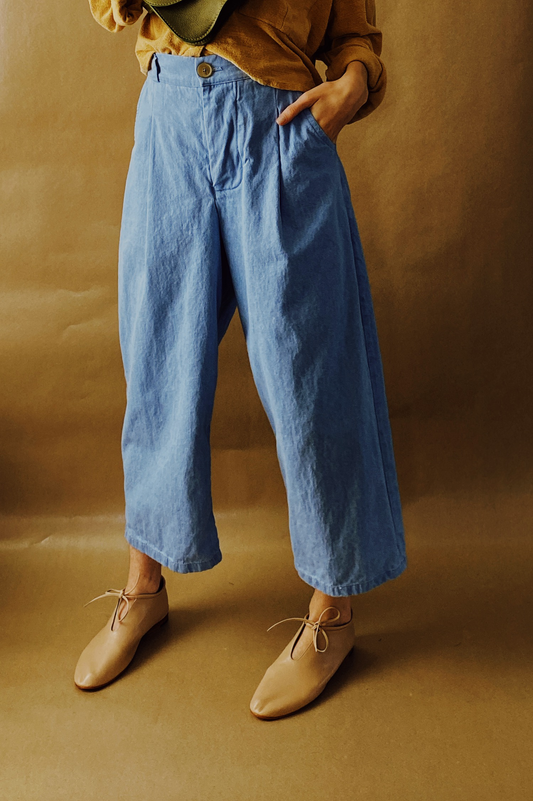 Selma pleated pants in vintage denim