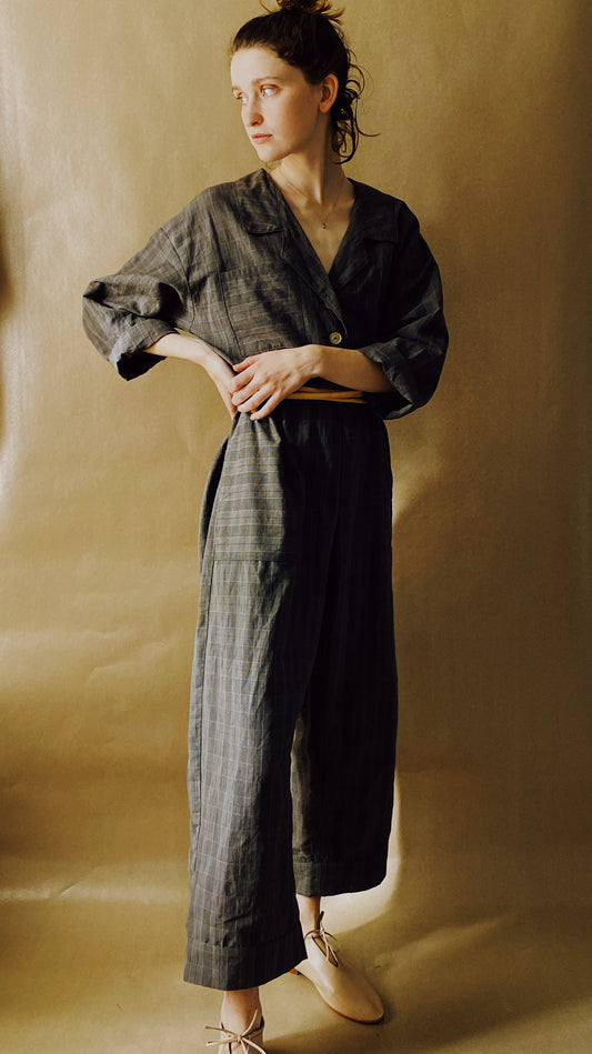 Anna jumpsuit in charcoal check
